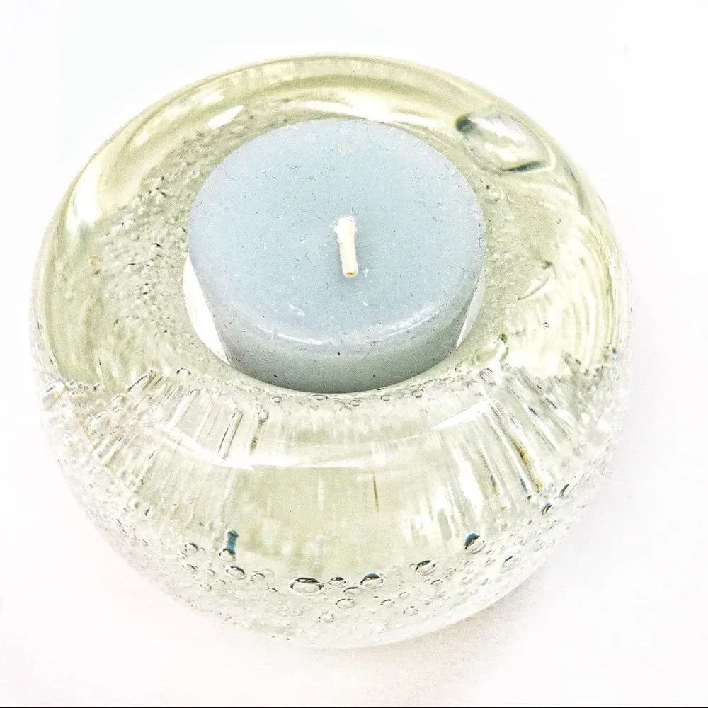 VTG Clear Blown Glass Bubbles Votive Candle Holder